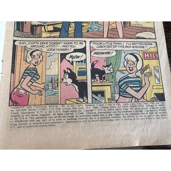 Archie Series Sabrina The Teenage Witch No. 22 October 1974 Comic Bagged Boarded - Picture 5 of 5